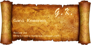 Gani Kemenes névjegykártya